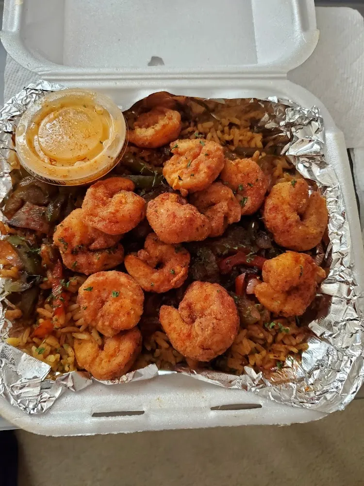 Fried Shrimp with Yellow Rice
