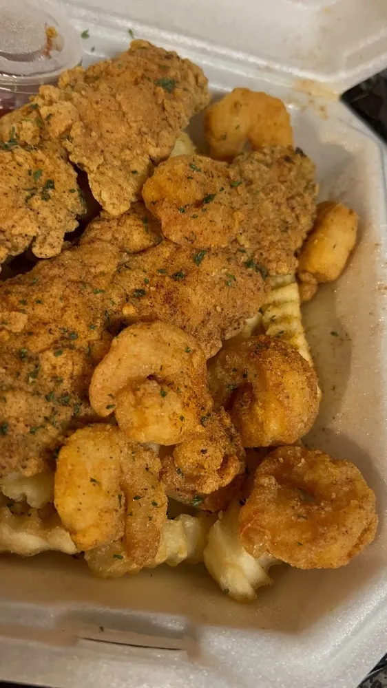 Shrimp and Fish with Fries